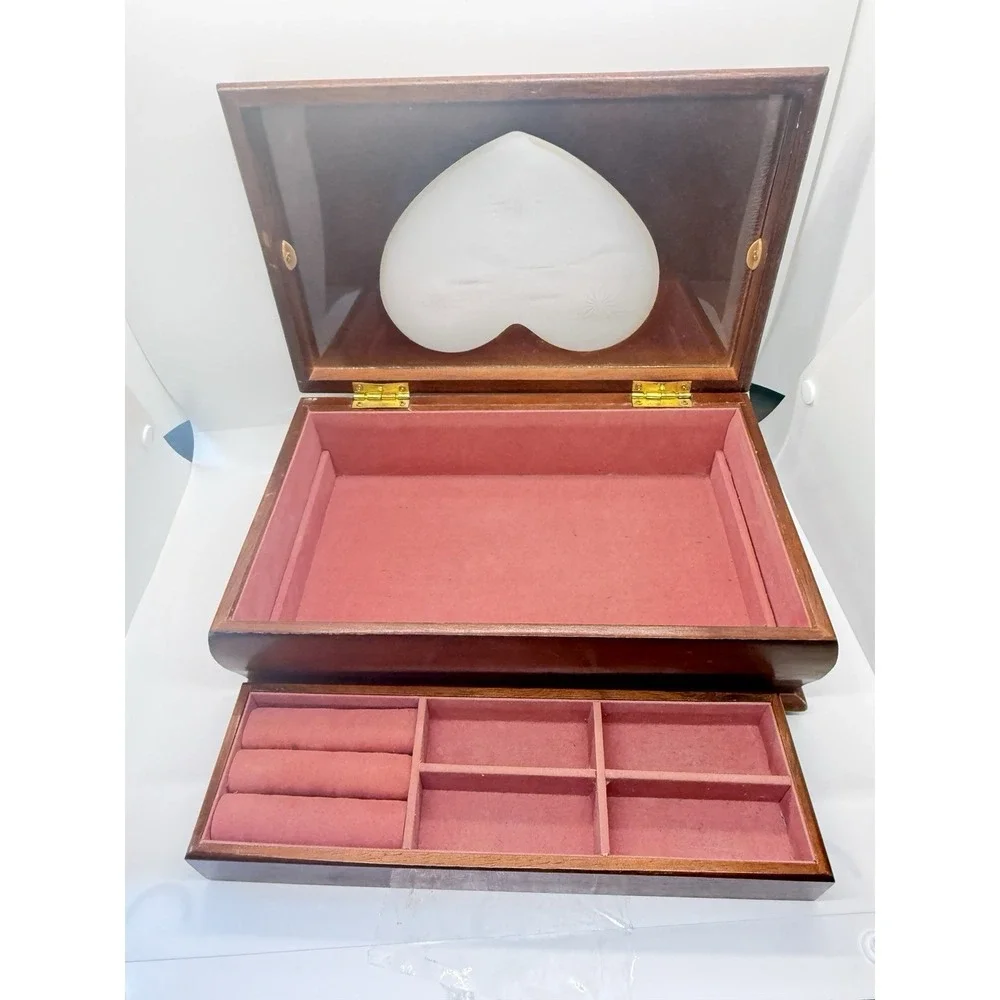 Vintage Mele Heart Jewelry Box 90s Y2K Cottagecore Coquette Keepsake, Floral